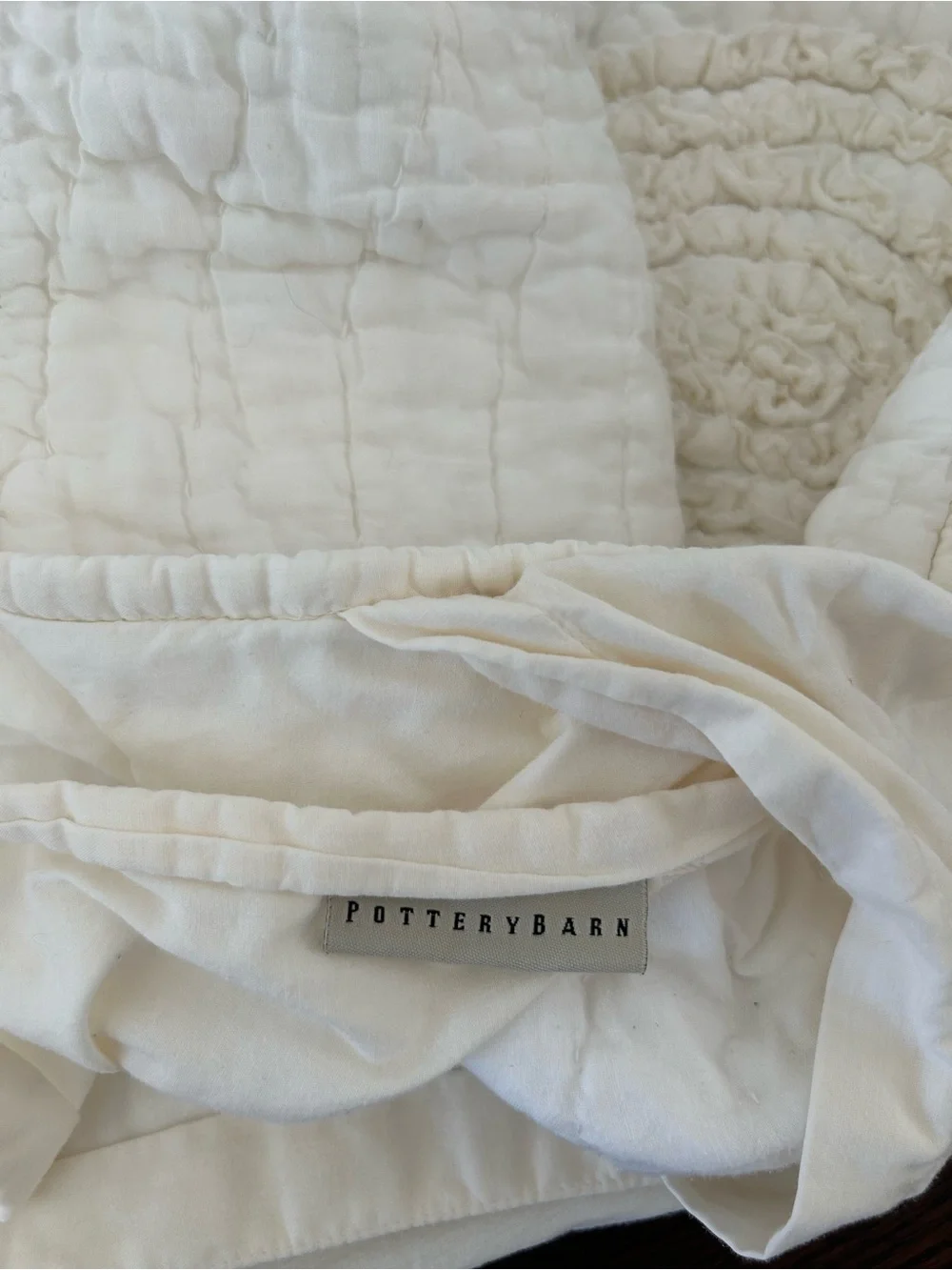 Pottery Barn Euro Pillow Sham Creamy White Textured Floral (1)
